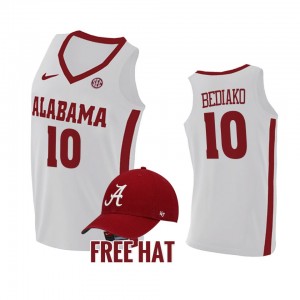 Men's Alabama Crimson Tide College Basketball White Charles Bediako #10 Free Hat Jersey 145787-655