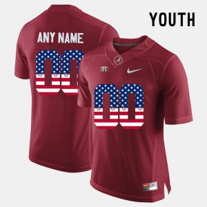 Youth Alabama Crimson Tide US Flag Fashion Crimson Custom #00 Jersey 292170-510