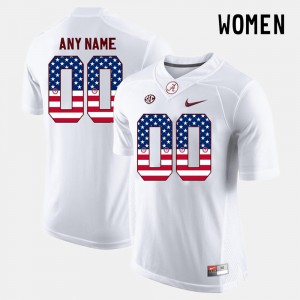 Women's Alabama Crimson Tide US Flag Fashion White Custom #00 Jersey 140704-441
