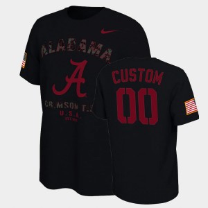 Men's Alabama Crimson Tide College Football Black Custom #00 Veterans Day 2021 America Flag T-Shirt 818085-322