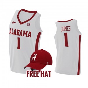 Men's Alabama Crimson Tide College Basketball White Herbert Jones #1 Free Hat Jersey 473716-308