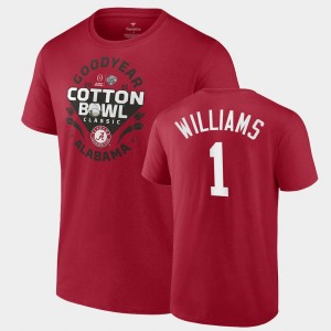 Men's Alabama Crimson Tide College Football Crimson Jameson Williams #1 2021 Cotton Bowl CFP T-Shirt 450635-682