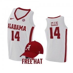 Men's Alabama Crimson Tide College Basketball White Keon Ellis #14 Free Hat Jersey 148960-563