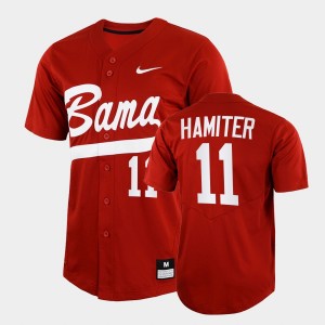 Men's Alabama Crimson Tide College Baseball Crimson William Hamiter #11 2022 Full-Button Jersey 137483-616