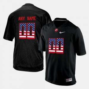 Men's Alabama Crimson Tide US Flag Fashion Black Custom #00 Jersey 294240-734