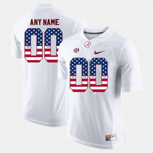 Men's Alabama Crimson Tide US Flag Fashion White Custom #00 Jersey 324463-474