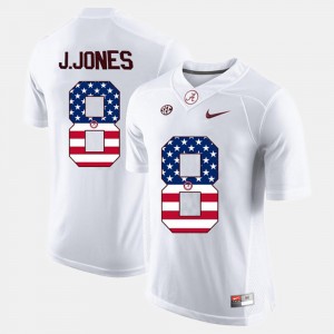 Men's Alabama Crimson Tide US Flag Fashion White Julio Jones #8 Jersey 480043-333