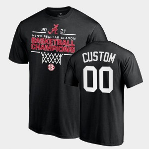 Men's Alabama Crimson Tide 2021 SEC Men's Basketball Regular Season Champions Black Custom #00 T-Shirt 206145-897