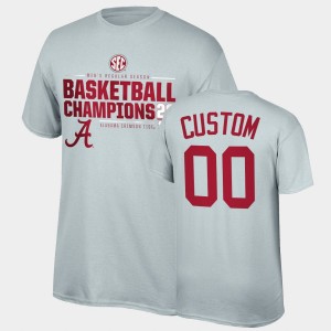 Men's Alabama Crimson Tide 2021 SEC Men's Basketball Regular Season Champions Gray Custom #00 Top of the World T-Shirt 189687-959
