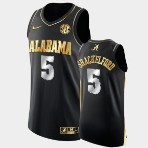 Men's Alabama Crimson Tide College Basketball Black Jaden Shackelford #5 Golden Authentic Jersey 114597-452