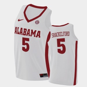 Men's Alabama Crimson Tide Replica White Jaden Shackelford #5 2021 College Basketball Jersey 994134-907