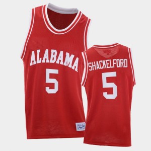 Men's Alabama Crimson Tide Throwback Red Jaden Shackelford #5 2021 College Basketball Jersey 365138-716