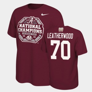 Men's Alabama Crimson Tide 2020 National Champions Crimson Alex Leatherwood #70 3X CFP T-Shirt 959698-529