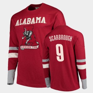 Men's Alabama Crimson Tide Old School Crimson Bo Scarbrough #9 Football Long Sleeve T-Shirt 164581-606