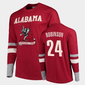 Men's Alabama Crimson Tide Old School Crimson Brian Robinson Jr. #24 Football Long Sleeve T-Shirt 952395-167