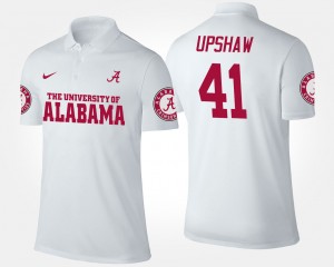 Men's Alabama Crimson Tide Name and Number White Courtney Upshaw #41 Polo 375214-321