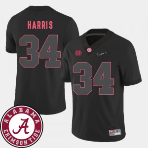 Men's Alabama Crimson Tide College Football Black Damien Harris #34 2018 SEC Patch Jersey 239668-696