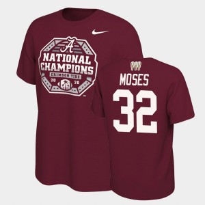 Men's Alabama Crimson Tide 2020 National Champions Crimson Dylan Moses #32 3X CFP T-Shirt 843289-433