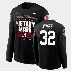 Men's Alabama Crimson Tide 2020 National Champions Black Dylan Moses #32 History Made Long Sleeve T-Shirt 946384-755