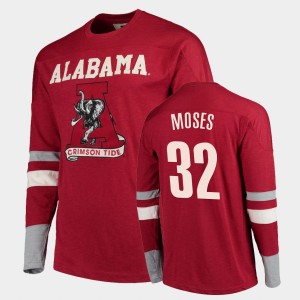 Men's Alabama Crimson Tide Old School Crimson Dylan Moses #32 Football Long Sleeve T-Shirt 593186-930