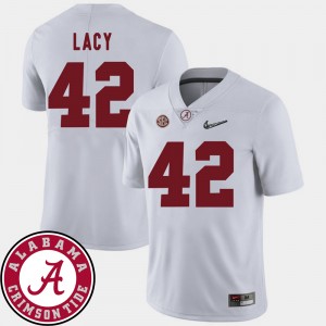 Men's Alabama Crimson Tide College Football White Eddie Lacy #42 2018 SEC Patch Jersey 468659-507