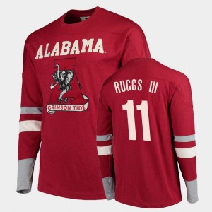 Men's Alabama Crimson Tide Old School Crimson Henry Ruggs III #11 Football Long Sleeve T-Shirt 629379-736
