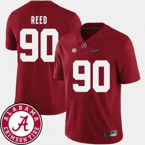 Men's Alabama Crimson Tide College Football Crimson Jarran Reed #90 2018 SEC Patch Jersey 547771-529