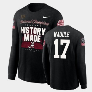 Men's Alabama Crimson Tide 2020 National Champions Black Jaylen Waddle #17 History Made Long Sleeve T-Shirt 186556-887