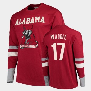 Men's Alabama Crimson Tide Old School Crimson Jaylen Waddle #17 Football Long Sleeve T-Shirt 648406-416