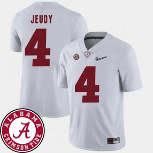 Men's Alabama Crimson Tide College Football White Jerry Jeudy #4 2018 SEC Patch Jersey 149351-402