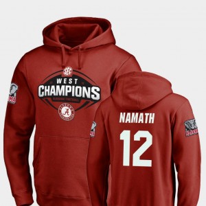 Men's Alabama Crimson Tide 2018 SEC West Division Champions Crimson Joe Namath #12 Football Hoodie 940289-233