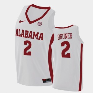 Men's Alabama Crimson Tide College Basketball White Jordan Bruner #2 2021 Swingman Jersey 266416-647