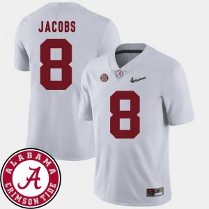 Men's Alabama Crimson Tide College Football White Josh Jacobs #8 2018 SEC Patch Jersey 560346-508