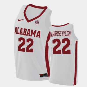 Men's Alabama Crimson Tide College Basketball White Keon Ambrose-Hylton #22 2021 Swingman Jersey 243045-556