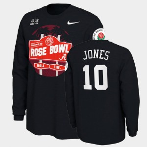 Men's Alabama Crimson Tide 2021 Rose Bowl Black Mac Jones #10 Illustrated Long Sleeve T-Shirt 889969-986