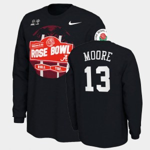 Men's Alabama Crimson Tide 2021 Rose Bowl Black Malachi Moore #13 Illustrated Long Sleeve T-Shirt 208964-972