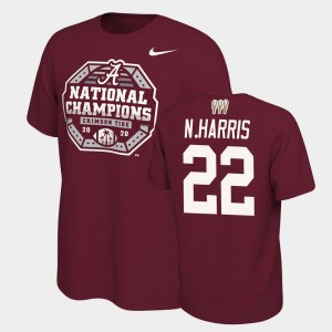 Men's Alabama Crimson Tide 2020 National Champions Crimson Najee Harris #22 3X CFP T-Shirt 817750-262
