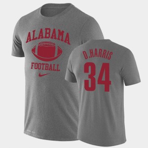 Men's Alabama Crimson Tide Retro Football Heathered Gray Damien Harris #34 Legend Performance T-Shirt 182280-963