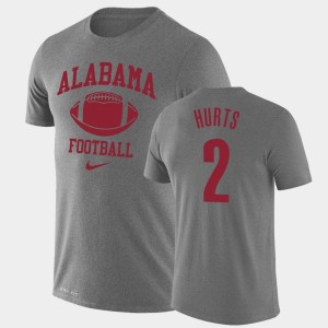 Men's Alabama Crimson Tide Retro Football Heathered Gray Jalen Hurts #2 Legend Performance T-Shirt 834532-112