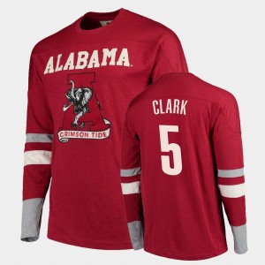 Men's Alabama Crimson Tide Old School Crimson Ronnie Clark #5 Football Long Sleeve T-Shirt 926589-182