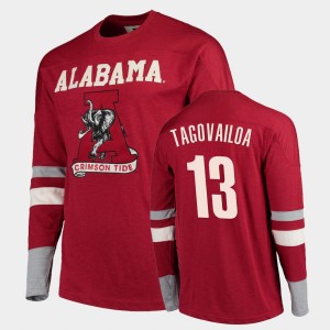 Men's Alabama Crimson Tide Old School Crimson Tua Tagovailoa #13 Football Long Sleeve T-Shirt 516110-667