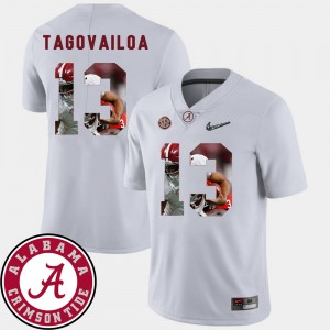 Men's Alabama Crimson Tide Pictorial Fashion White Tua Tagovailoa #13 Football Jersey 271542-464