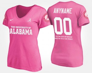 Women's Alabama Crimson Tide Name and Number Pink Custom #00 With Message T-Shirt 914505-678
